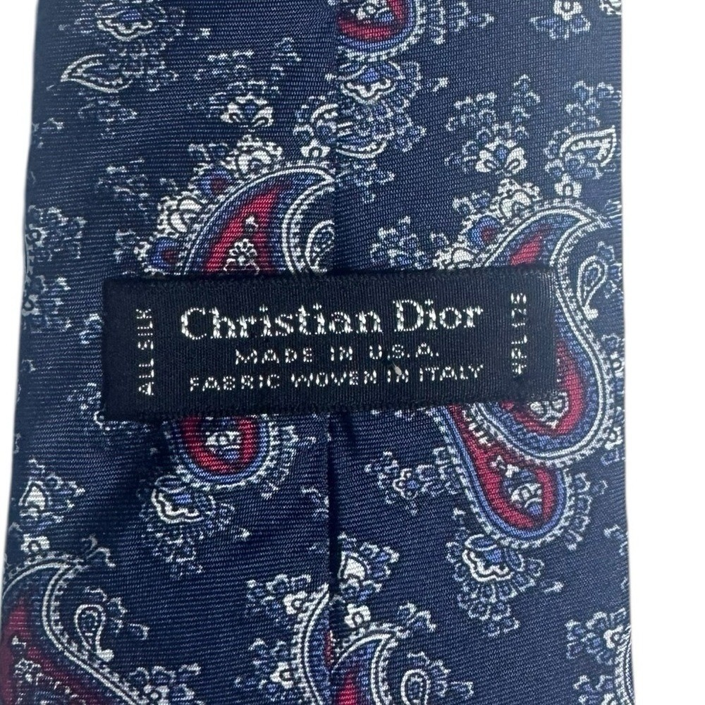 Christian Dior Mens Silk Tie Pasely Luxe Old Money Artsy Quiet Luxury Blue - Picture 3 of 5